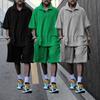 Летние мужские комплекты с коротким рукавом спортивный костюм мужская уличная мода мужская футболка с лацканами шорты из двух частей спортивный костюм одежда