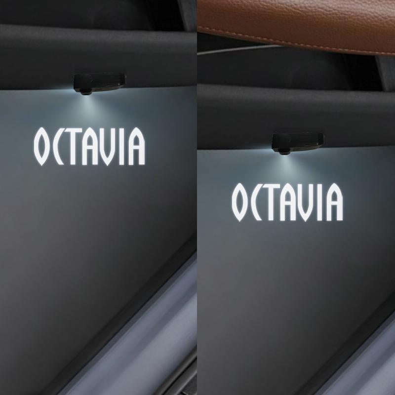 1/2Pcs For Skoda Octavia Superb Karoq 4X4 S Logo Fabia VRS Sport Line Car Door HD LED Lamps Projector Courtesy Welcome Lights flzk64