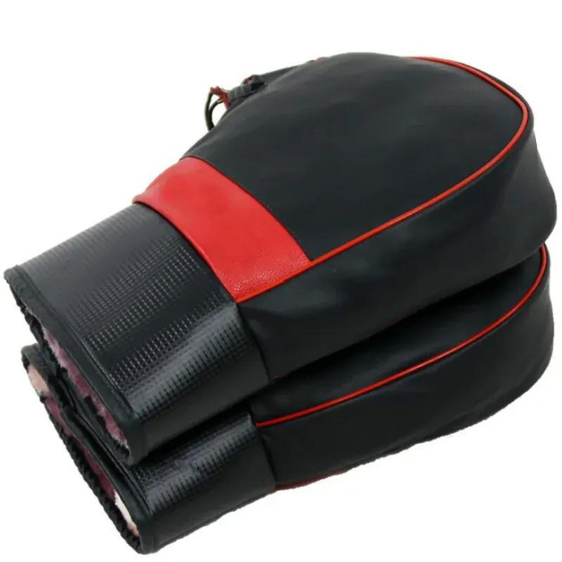 1 Pair Universal Motorcycle Gloves Bike Handle Bar Gloves Pu Leather Winter Warm Scooter Bike Windproof Handle Bar Protector