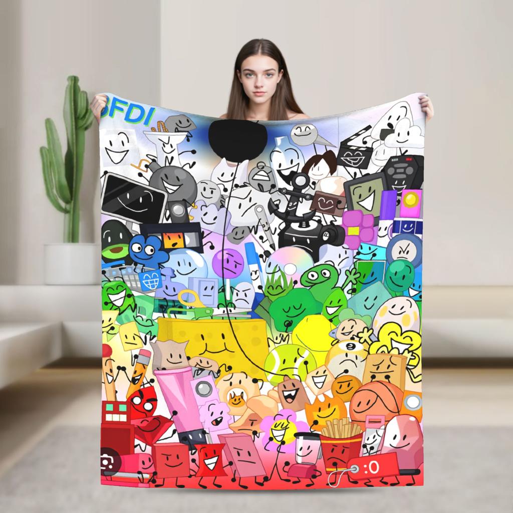 Super Soft Blanket Camping BFDI All Characters Throw Blanket BFDI Flannel Bedspread For Bedroom Pattern Sofa Bed Cover