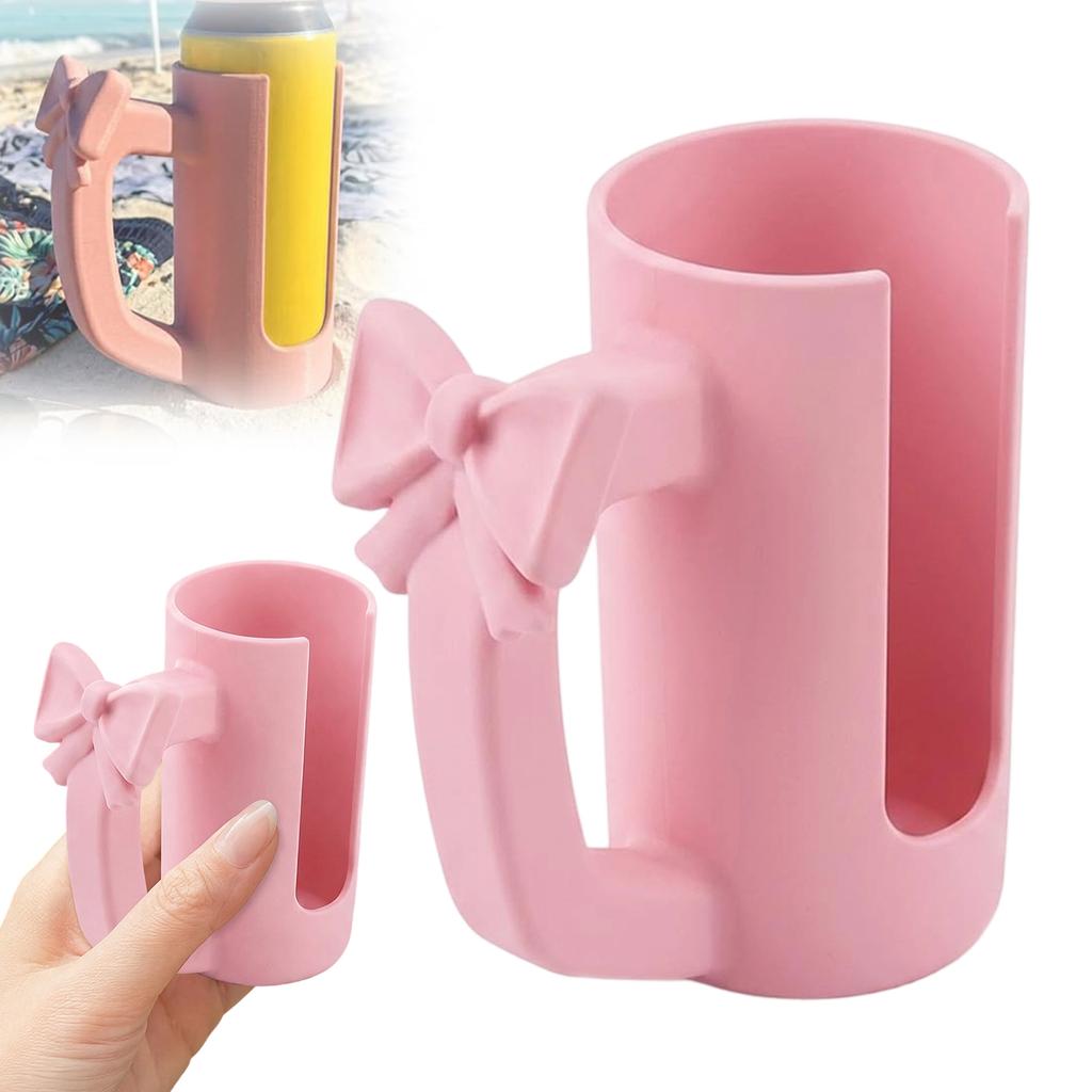 Can Handle Sleeve for Standard 16oz Beverage Cans PLA Mug Style Pink Bow Grip Cup Holder Accessory