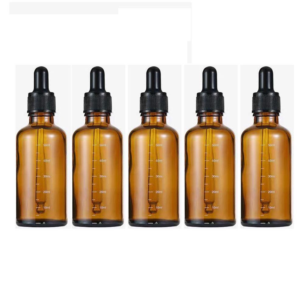 5 шт. 5-100 мл градуированная бутылка-капельница с силиконовой головкой, пустой диспенсер для эфирного масла, высококачественная светонепроницаемая стеклянная бутылка для лекарств