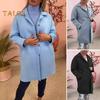 Женское зимнее пальто, однобортное, с отложным воротником в стиле ретро, с длинными рукавами, на пуговицах, кардиган средней длины, с разрезом, весна-осень, шерстяное пальто для активного отдыха