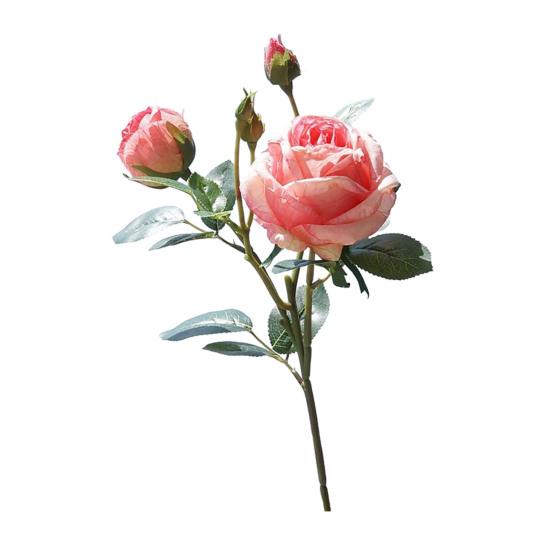 Искусственная роза со стеблем, зеленые листья, реалистичный искусственный цветок, украшение для свадебной вечеринки, домашнего офиса, стола, искусственная цветочная ветка, украшение