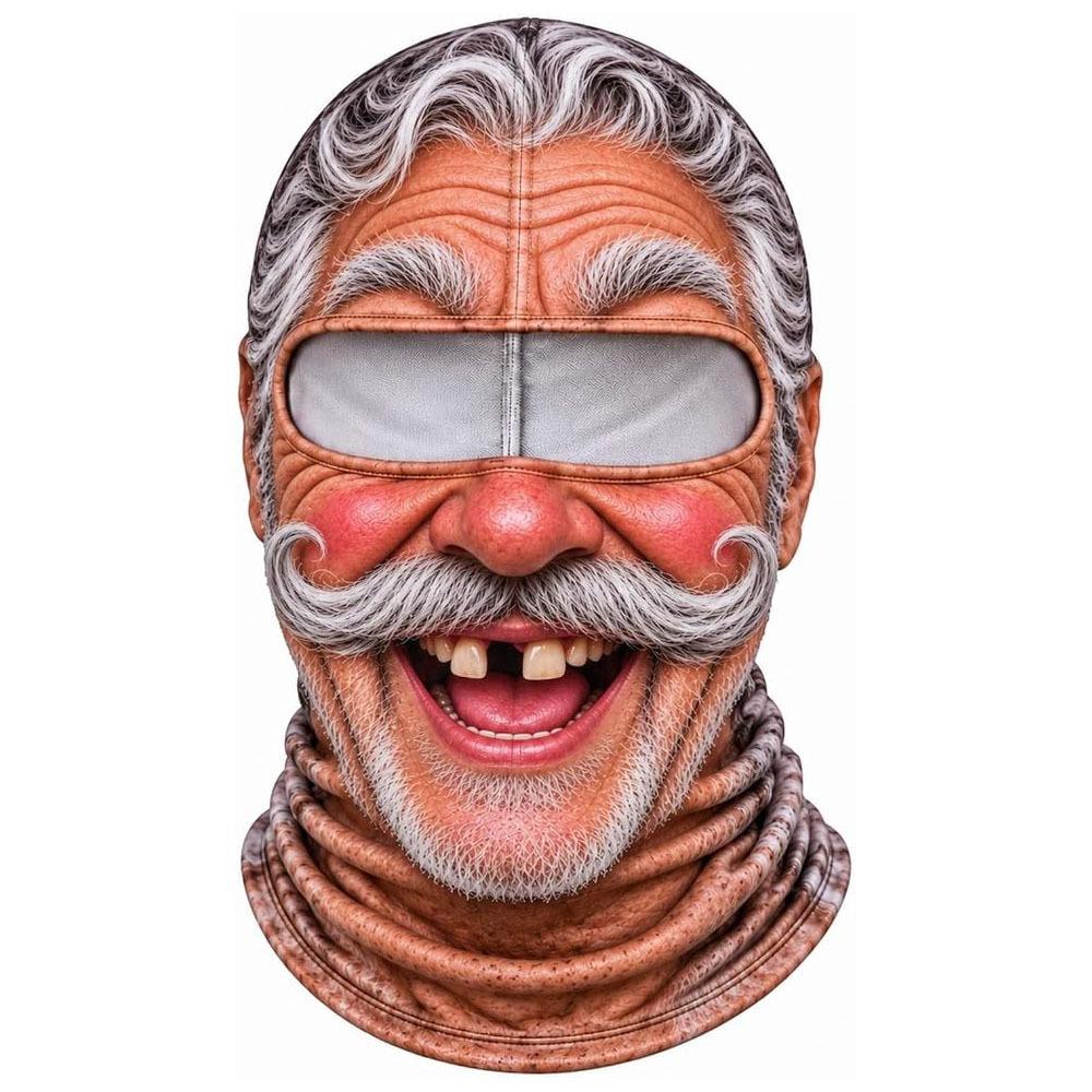 3D Face Printed Winter Mask Cover White Mustache Funny Ski Mask Outdoor/Cycling/Pranks/Party