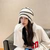 Hat Women's Autumn and Winter New Curly Wool Hat Striped Ear Protection and Warmth Pile Knitted Hat Korean Version