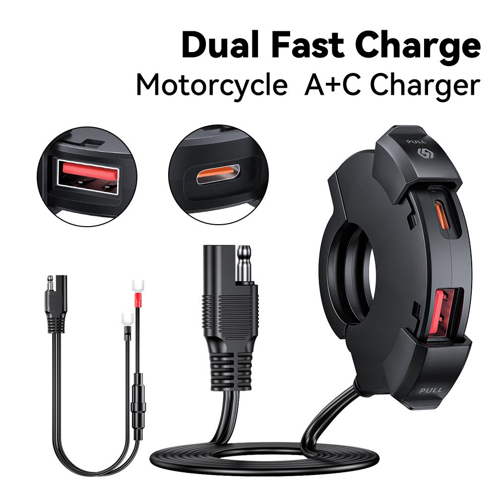 Быстрое зарядное устройство USB для мотоцикла, водонепроницаемая розетка с портом Type-C для мобильного телефона, мобильная розетка, розетка для мотоцикла, 12 В