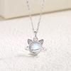 Korean Version of Moonlight Stone Cat Necklace for Women with Niche Light Luxury Style Collarbone Chain Simple Enveloping Planet Kitten Pendant