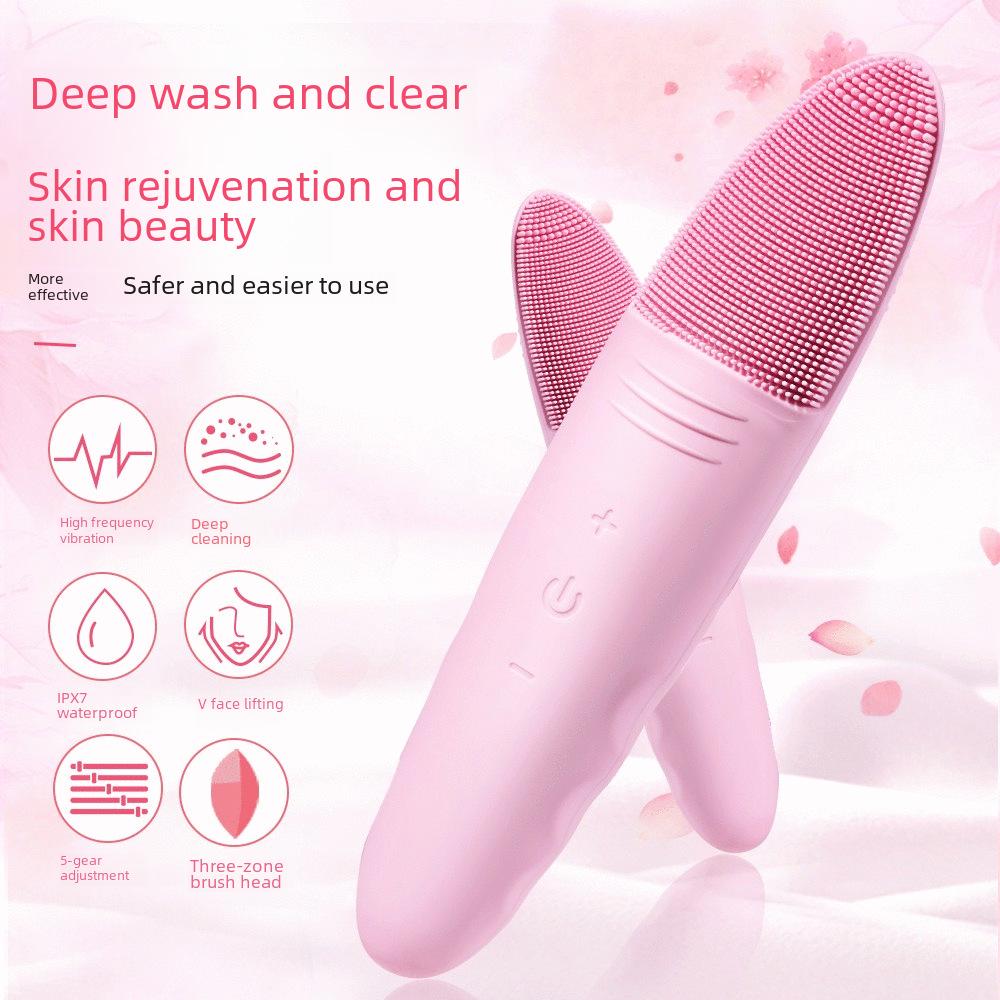 Waterproof Ultrasonic Silicone Facial Cleansing Brush & Massager