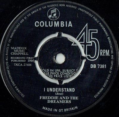 7-дюймовая пластинка FREDDIE & THE DREAMERS - I Understand DB7381 Columbia 1964 UK Поп Б/У