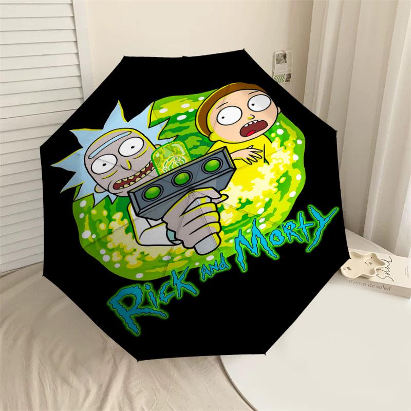 1PC Warner Rick Morty Automatic Open/Close Umbrella with Windproof, 105-Rib Sturdy Canopy, Durable Ribs1322A