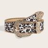 PU Leopard Print Belt Vintage Suede Waistband Gothic Carved Buckle Belt  Spicy Girl