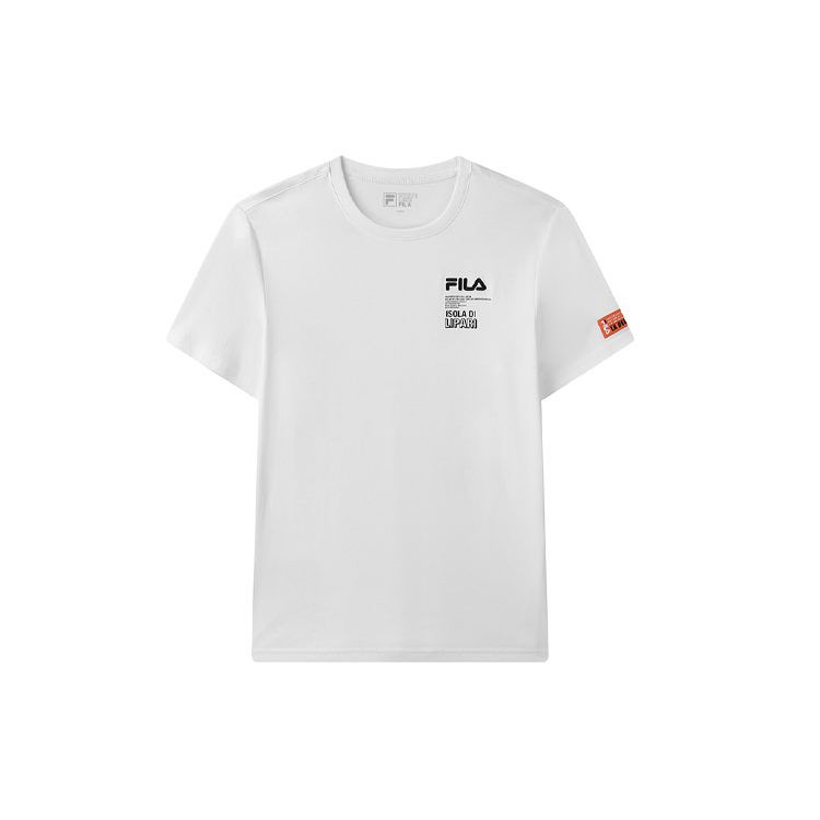 Fila Letter Print Crew Neck Short Sleeve T-Shirt Men Tops White F11M128117F-WT