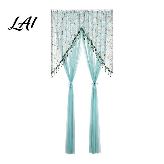 Light Filtering Balcony Partition Sheer Lace Door Curtain Embroidered Floral Doorway Curtain with Beads No Drill Rod Pocket Room Divider for Bedroom