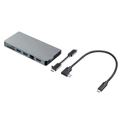 USB-докинг-хаб Sanwa Supply LAN и Card Type-C (с VGA, HDMI, Порт, Считыватель) USB-3TCH13S2