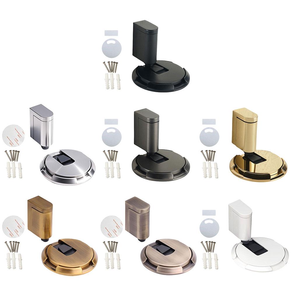 Mechanical Floor Door Stopper with Screws and Adhesive Pads Indoor Heavy Duty Floor Door Stop No Drilling Door Stopper for Home