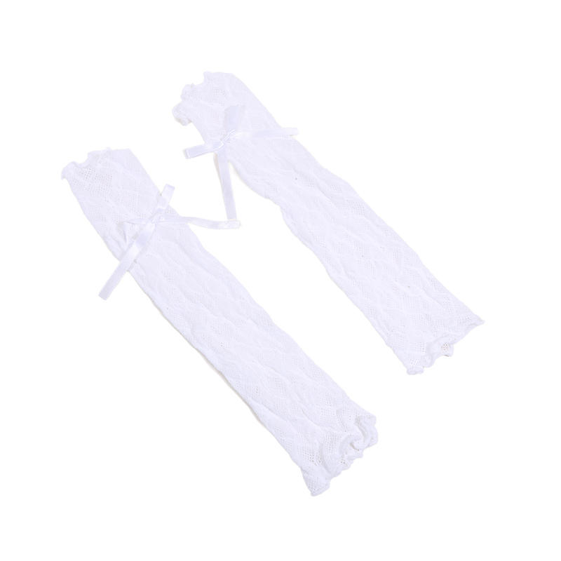 Lace Ruffle Lolita Lace Gloves Black White Bowknot Strapping Arm Warmers Japanese UV Protection Mittens Cosplay Accessories