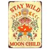 Stay Wild Moon Child Sign, Retro Mushroom Wall Decor, Aluminum For Bathroom, Living Room