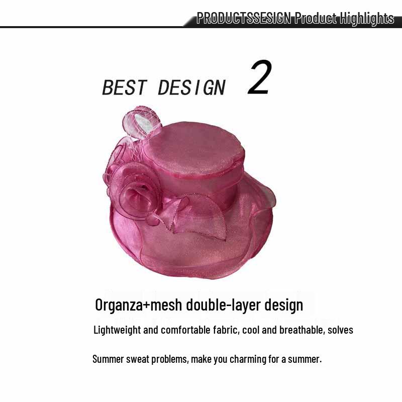 Женская винтажная шляпа от солнца с широкими полями и цветами из органзы