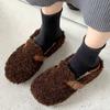 2024 Women's New Winter Plush Flat Shoes Outdoor Warm Snow Boots Fashion Round Toe Buckle Decorated Low-top Cotton Shoes