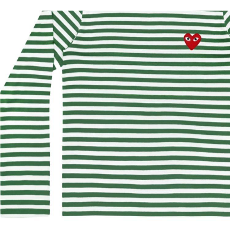Comme des Garçons PLAY (WMNS) COMME des GARCONS PLAY Полосатая футболка с длинным рукавом 'Зеленая Белая' Женская AZ-T163-051-3
