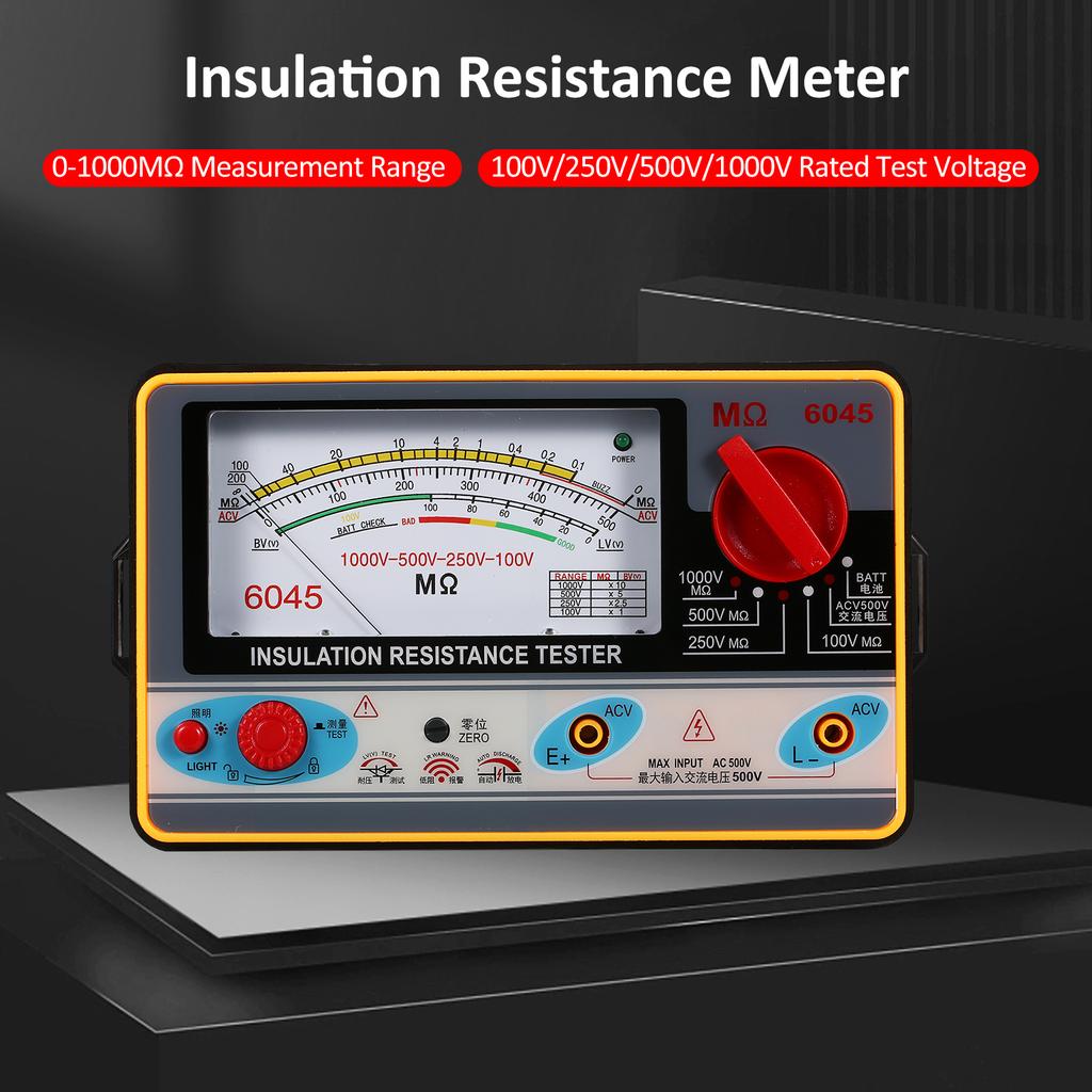 Insulation Resistance Meter Digital Ohmmeter Megger Handheld Insulation Tester Megameter 0-2000M Ohm