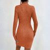 Ladies' Comfortable Casual Fashionable Solid Color Zipper Lapel Hip Hugging Dress