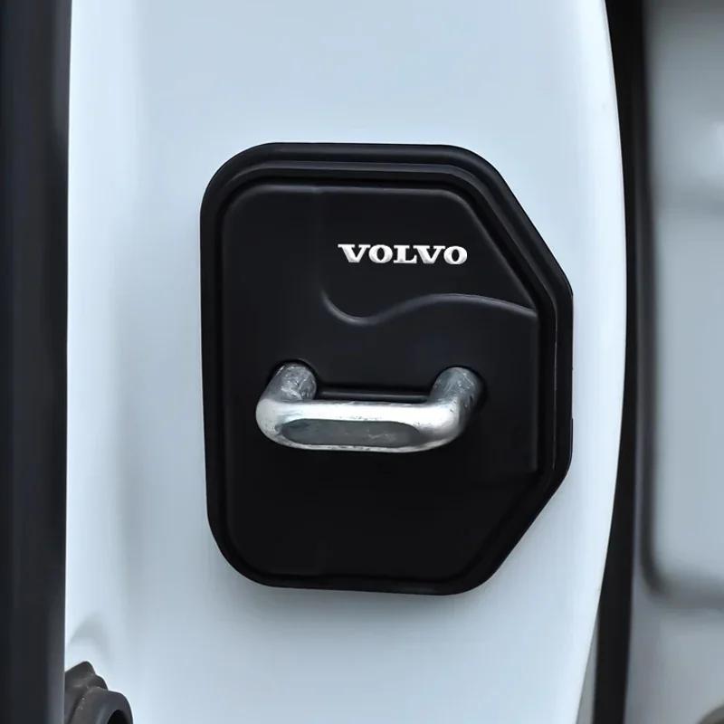 2/4Pcs Car Silicone Door Lock Cover Protect Buckle Cover Auto Accessorie For Volvo T6 V90 V60 V40 XC90 S60 C30 XC60 V50 V70 S90