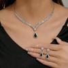 Fashion Water Drop Bride Earrings And Necklace Set With Silver Plating For Wedding Attire