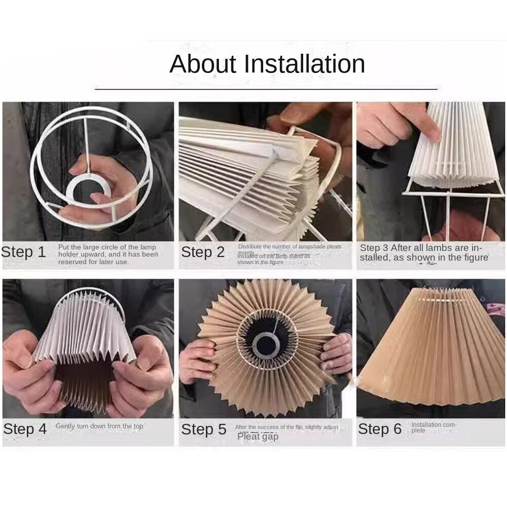 Ceiling Decor Modern Pleated Lampshade Minimalist Washable Chandelier Cover DIY Retro Table Lamp Cover Wall Lamp