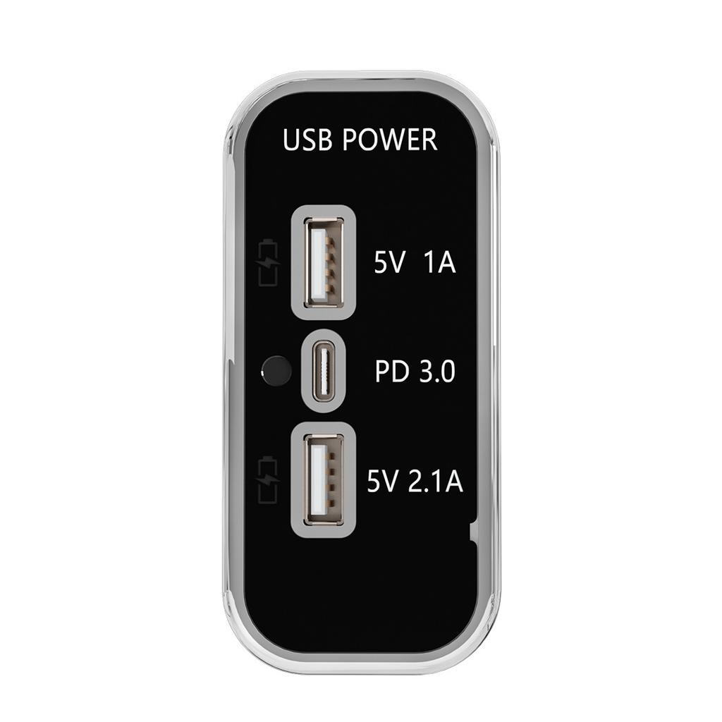 НОВАЯ 3-портовая 12-вольтовая USB-розетка 3,1 А, двойной порт USB A и порт USB C PD3.0, автомобильная розетка для быстрой зарядки для автомобиля, мотоцикла, морского грузовика