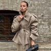 European-American Style Women's Casual Tie-Waist Trench Coat