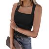 Women's Fashion Solid Color Square Neck Sleeveless Vest Top