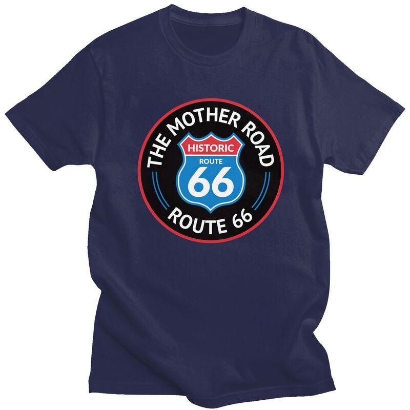 Мужская футболка на заказ "Мать Дорог Route 66" с короткими рукавами, хлопковая футболка, повседневная футболка, свободный крой, одежда