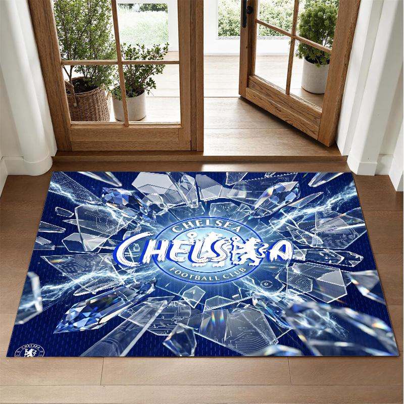 Chelsea FC Design Crystal Velvet Rug Soft Decorative Mat for Bedroom Entrance