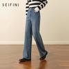 SEIFINI Four-Way Stretch Fleece-Lined Straight-Leg Jeans