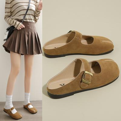 Сумка с плоским дном, полутапочки, женская мода, весна, новинка, ретро, круглый носок