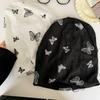 Coldproof Fleece Beanies Thickened Plush Pullover Hat Harajuku Butterfly Print Beanies  Female