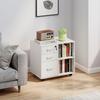 Printer Stand, 3 Lockable Drawers, Storage Unit on Casters, Open Shelves, 60 x 40 x 56 cm, White