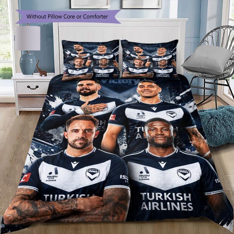 Melbourne Victory Football Team Group Print 3‑Pieces Duvet Cover Set Soccer Bedding Without Pillow Core Comforter Sports Fan Bedroom Decor