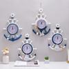 Mediterranean Style Blue White Ship Rudder Anchor Creative Personality Wall Clock Electronic Watch Decoration Navigation Clock