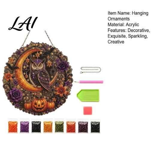 Наборы для Хэллоуина для взрослых Призрак/Сова Алмазная мозаика Подвесное украшение Набор Внутренние праздничные декоративные элементы Раскрашивание Ловец солнца DIY Подвеска Окно