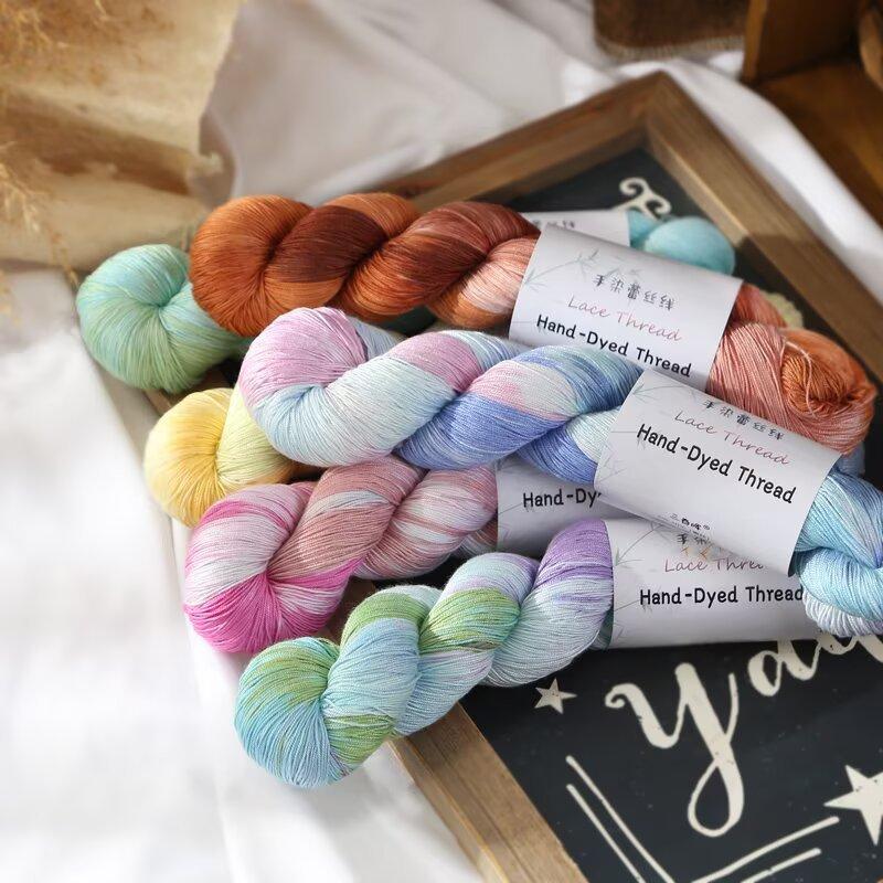 1 шт. 100 г Хлопковая бамбуковая пряжа для DIY ручного вязания Кружевная с градиентом цвета, окрашенная вручную, для вязания крючком свитеров, шалей, шарфов