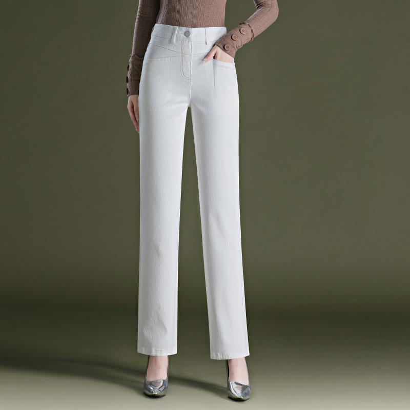 Middle-aged Women's Pants High-waisted Straight Jeans Autumn Thin Loose Casual Narrow Wide-leg Mother Pants