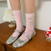 Womens Ribbed Crew Socks, Thin Comfort Breathable Rhinestone Socks, Above Ankle Crew Socks for Womens Schoold Girl