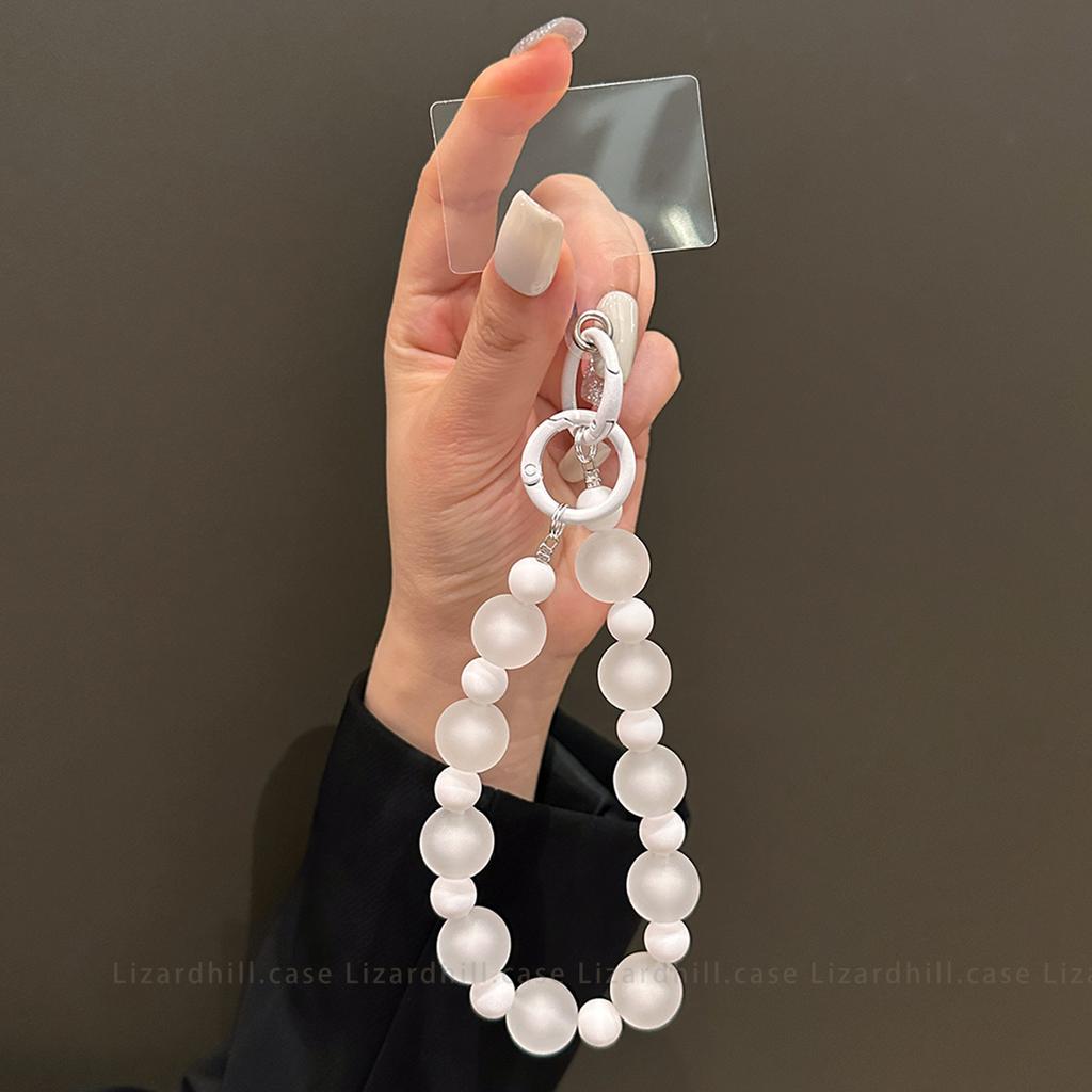 Matte Versatile Short Wrist Portable Phone Chain, Fashion Dopamine Color Beaded Decorative Mobile Phone Lanyard Pendant