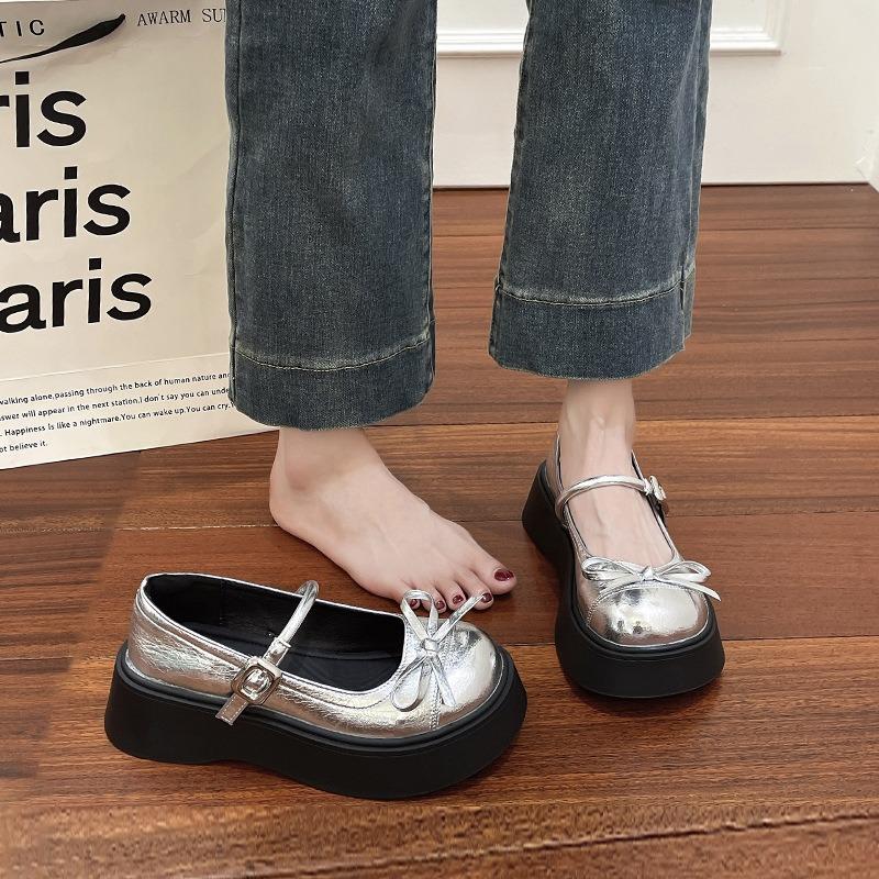 Туфли Мэри Джейн на толстой подошве с бантом, женские, новая летняя обувь для носки с юбкой, ретро, одинарные туфли