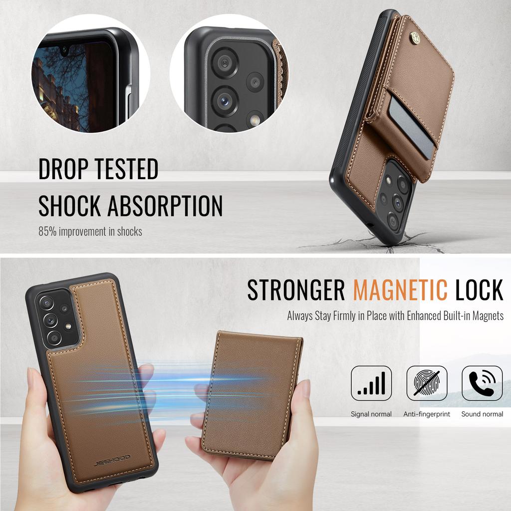 Кожаная задняя крышка для Samsung Galaxy A33 5G, совместимая с MagSafe, чехол для телефона JEEHOOD J06 с карманом для карт и защитой от RFID