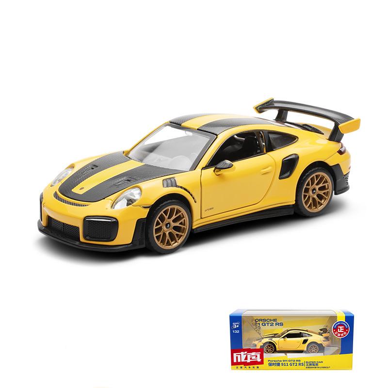 1/32 Scale 911 GT2 RS Diecast Car Model Toy, Pull Back Toy Vehicle with Sound and Light for Kids Toddler Boys Girls Gift Collection