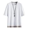 Short Layered Large Loose Summer White XXL [Hiboss] Men's T-shirt, Sleeve, Plain, Style, Size, Fit, 5/8 Sleeve, Men's Clothes,